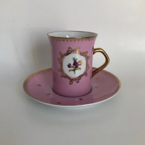 Alte deutsche bayerische rosa Mokkatasse mit Untertasse