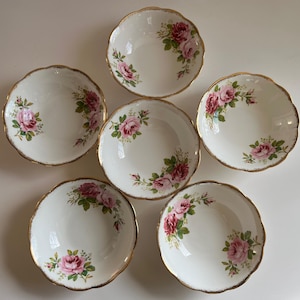 Set of 6 Vintage Royal Albert American Beauty Rose Cereal Soup Bowls