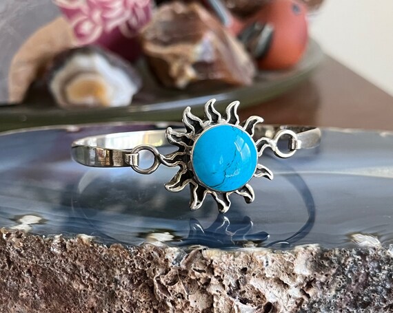 ヴィンテージ メキシカンジュエリー バングル ターコイズ 925 スターリング ヴィンテージ メキシカン スターリングシルバー ターコイズ サン