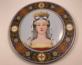 Vintage Bing & Grondahl Dronning Margrethe I Konge Samlingen  9" Wall Plaque Plate