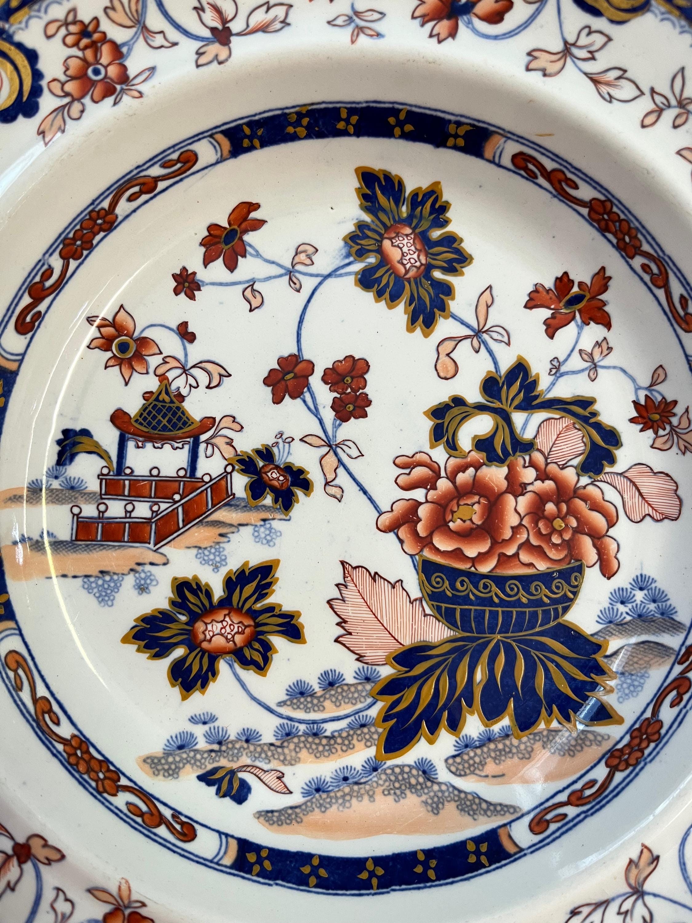 Antique 19th C Minton Amherst Japan Polychrome Imari Stone China