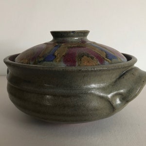 Vintage Canadian Studio Pottery Stoneware Small Covered Casserole Dish - Would be great for Hot Dips