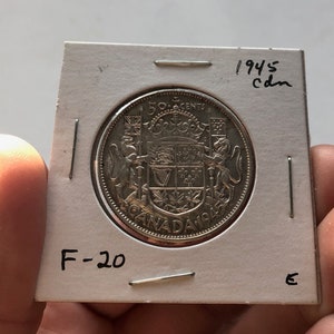 Canadese halve dollar 50 cent 80% zilveren munt 1945 hoef tot en met datum