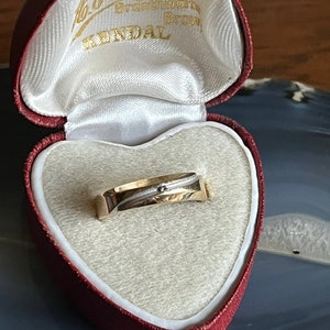 Vintage Modernist 10K Gelbgold Diamant Hochzeit Stapelring Band