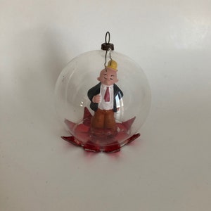 Vintage Glass Dome Diorama Ornament Popeye Character Wimpy