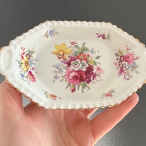 Vintage Hammersley Bone China Dresden Spray Small Candy Nut Trinket Dish