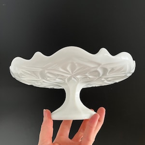 Vintage Antique EAPG Milk Glass Pedestal Cake Stand