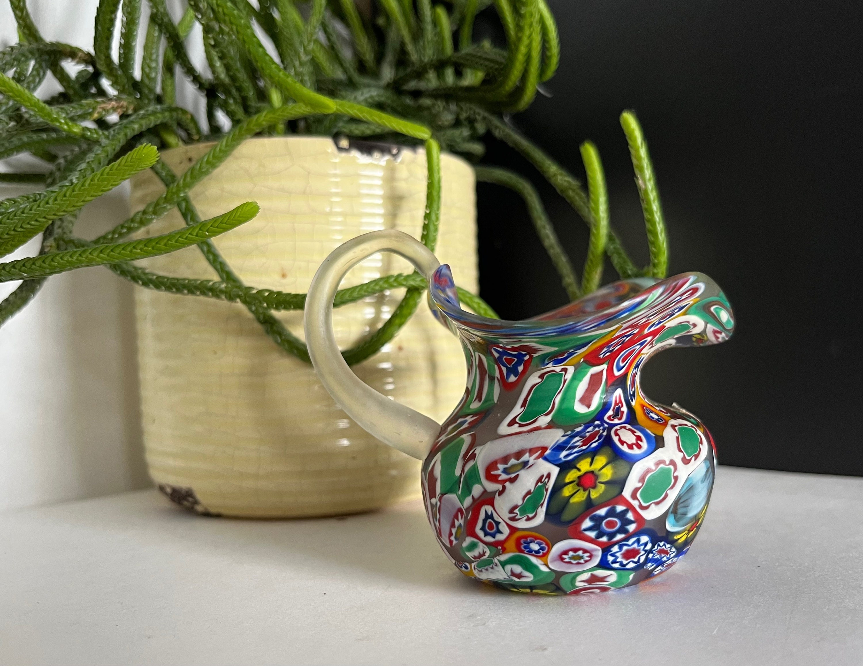 イタリアヴィンテージ MURANO ITALY ミルフィオリ 小さな一輪挿し