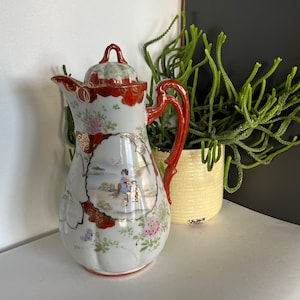 Antique Japanese Porcelain Kutani Coffee Pot or Chocolate Pot