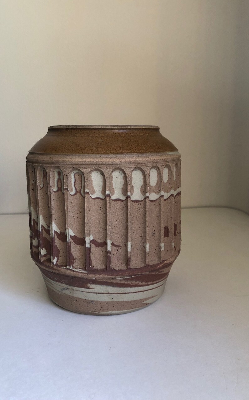 Vintage Canadian Studio Pottery Ceramic Vase Marbled Clay Signed ...