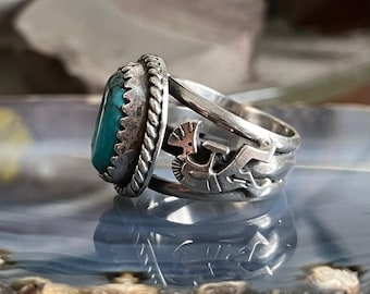 Vintage Large Native American Navajo Sterling Silver Turquoise