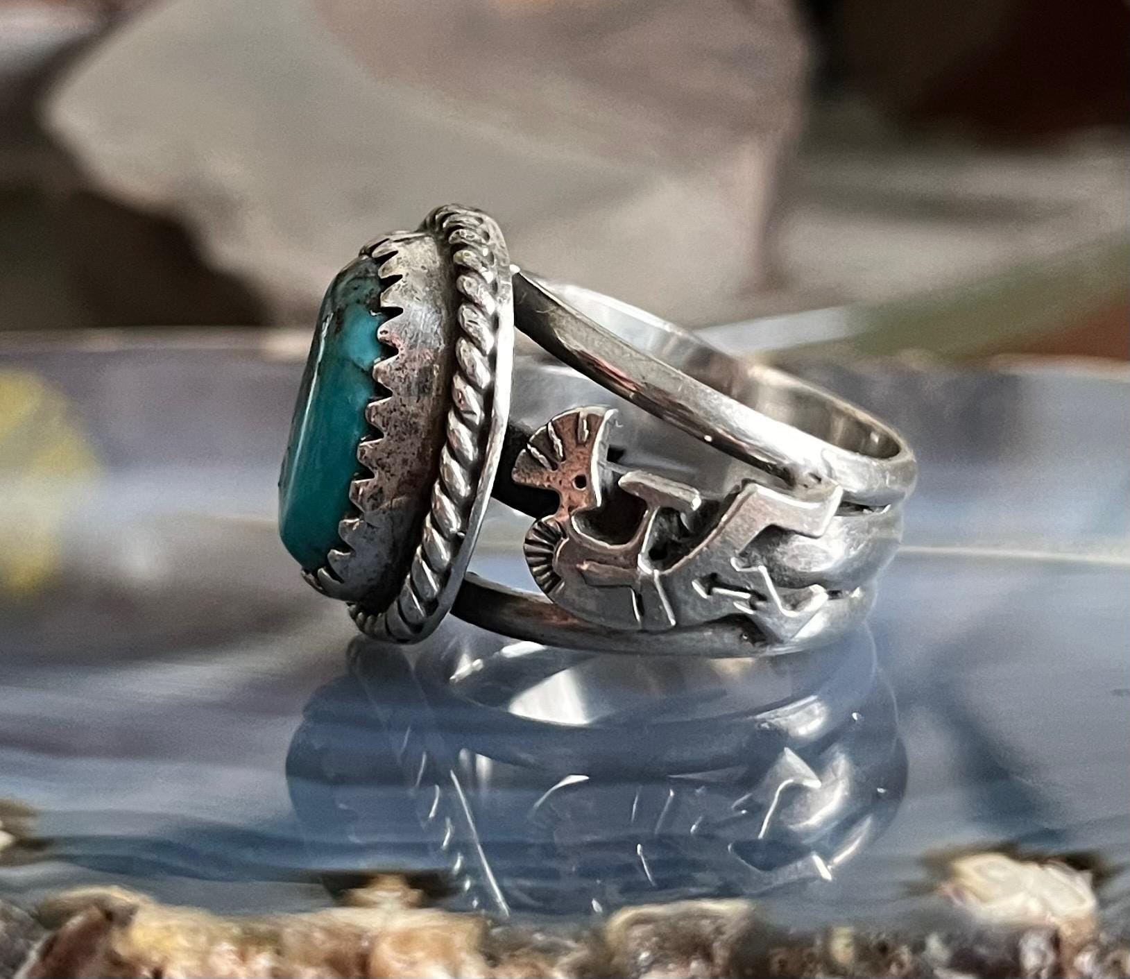 Vintage Large Native American Navajo Sterling Silver Turquoise