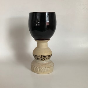 Vintage Mid Century Looking J Stacey Signed Studio Pottery Ceramic Wine Goblet