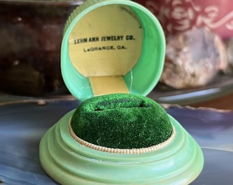 Vintage Mint Green Art Deco Antique Vintage Celluloid Engagement Wedding Gift Display Ring Box