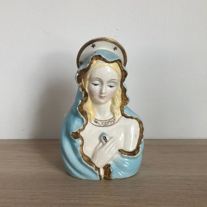 Vintage Mid Century Japan Ceramic Virgin Mary Madonna Mother of Jesus Vase