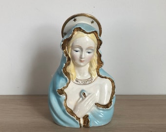 Vintage Mid Century Japan Keramik Jungfrau Maria Madonna Mutter von Jesus Vase