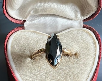 ヴィンテージ 10K ゴールド 華奢なマーキス ブラック アラスカン