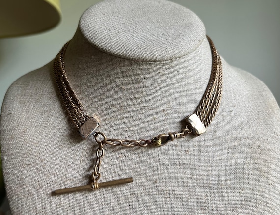 Antique Victorian Gold Filled Triple Strand Watch Fob Chain
