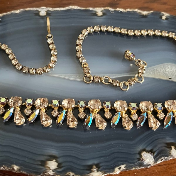 Vintage Mid Century Sherman Shades of Topaz Rhinestone Necklace