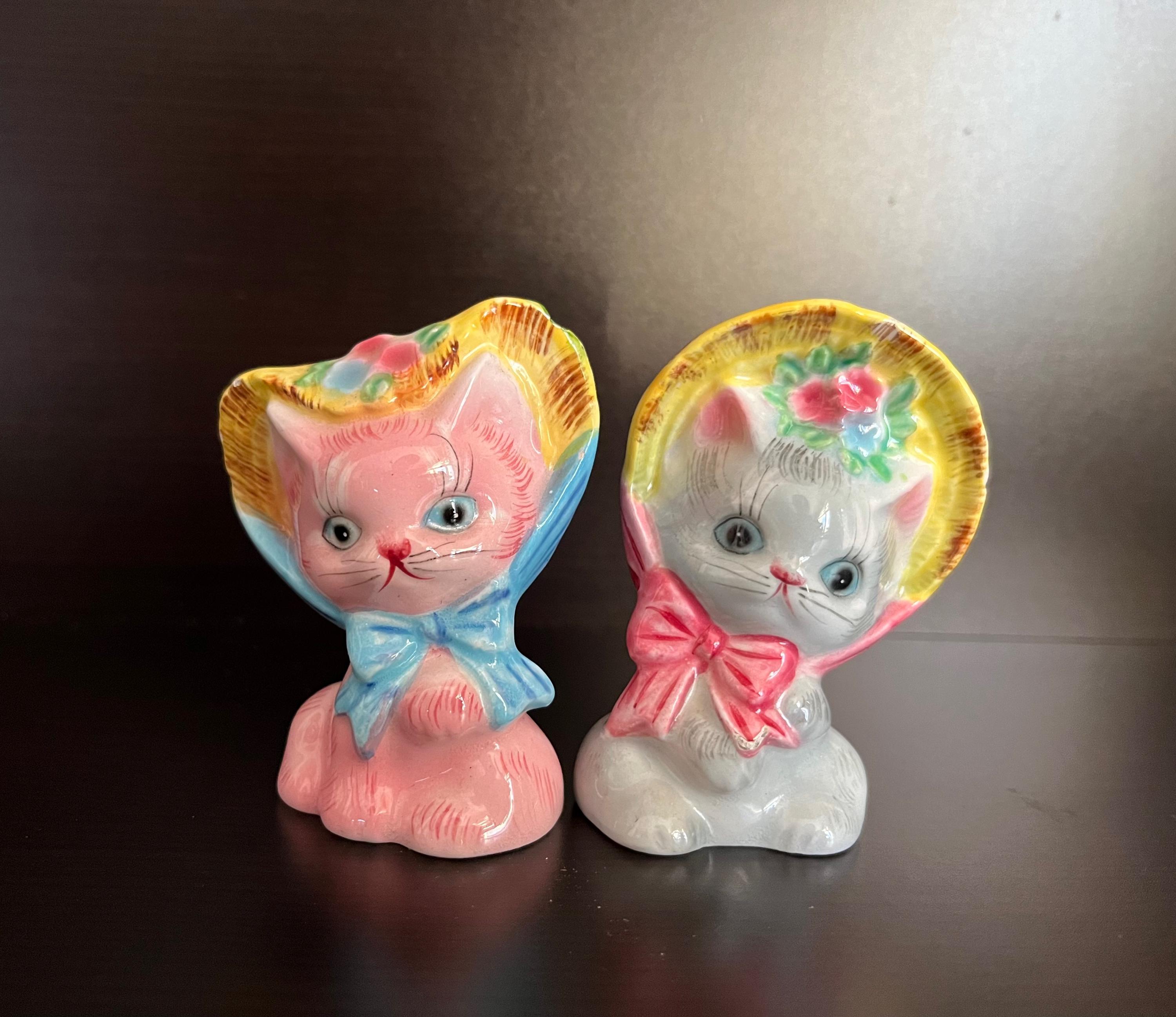Vintage PY Japan Anthropomorphic Kittens in Bonnets B896 Salt