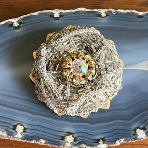 Vintage Miriam Haskell or Hobe Style Large Beaded Rhinestone Brooch