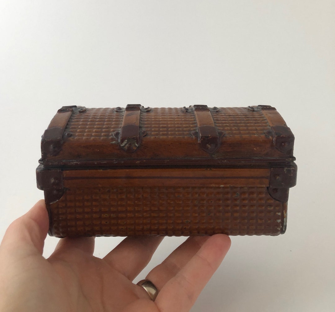 Victorian Era Salesman Sample Steel Doll Sized Trunk Jones Brothers and