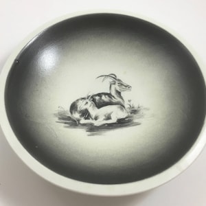 Vintage 1925 to 30 Nora Gulbrandsen Signed Porsgrund Norway Black and White Bowl