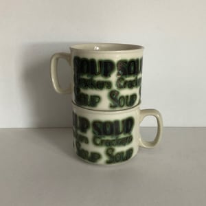 Paar große Vintage Mid Century arbeitP England Keramik Suppentasse Tassen