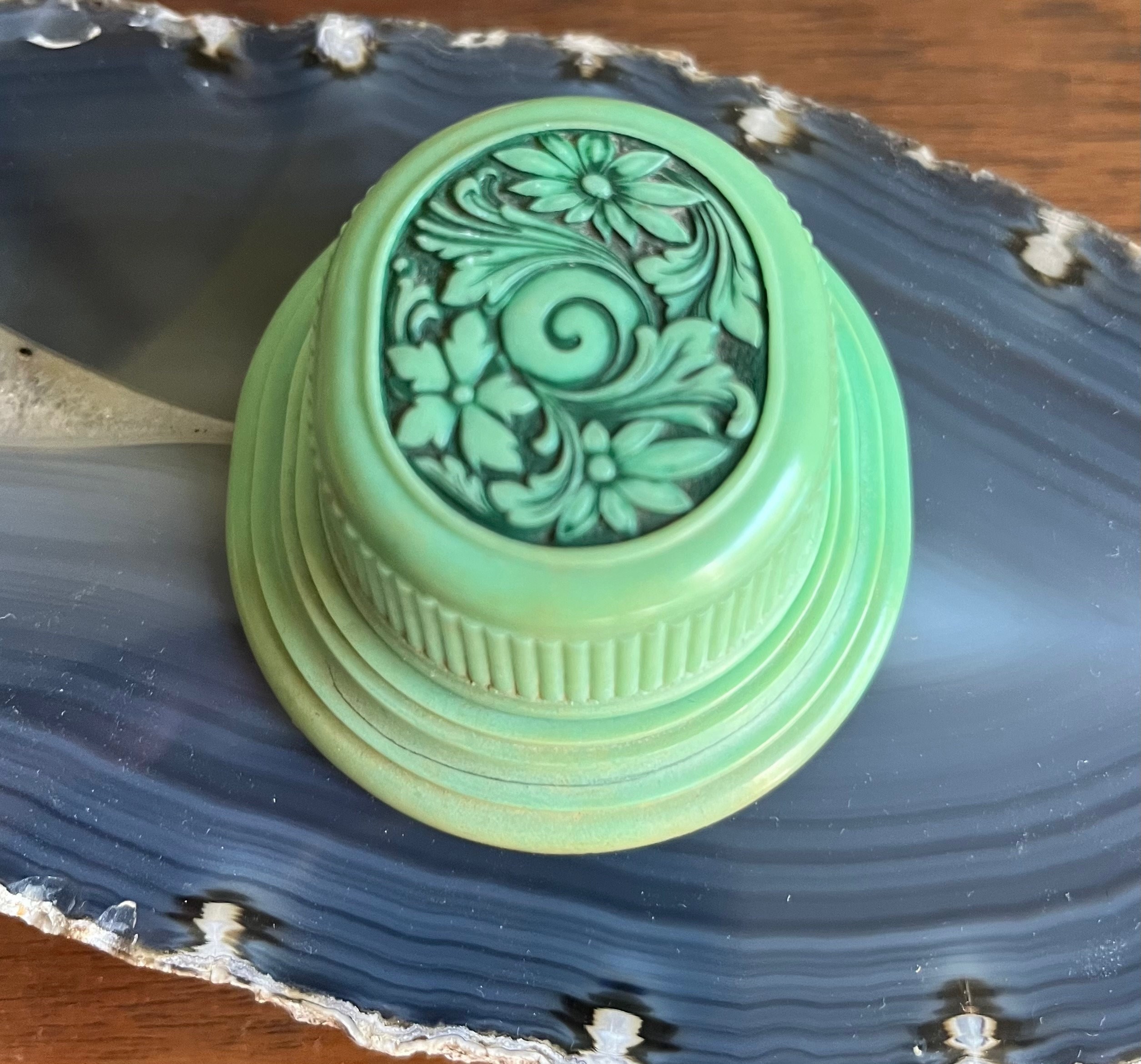 Antique Vintage Green Art Deco Proposal Engagement Wedding Ring Box