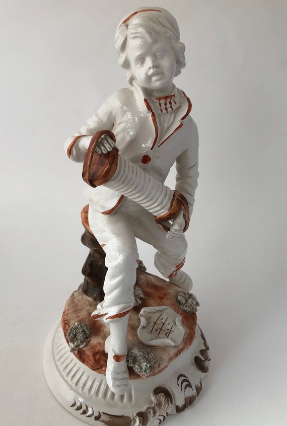 Large Vintage Ceramic Capodimonte Accordian Boy Figurine - Etsy