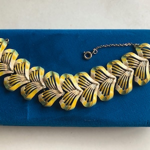 Large Vintage Coro Gold Tone Enamelled Bracelet