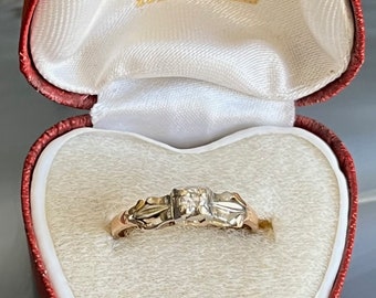 Vintage 1940s Art Deco 14K & 18K Gold Diamond Engagement Ring