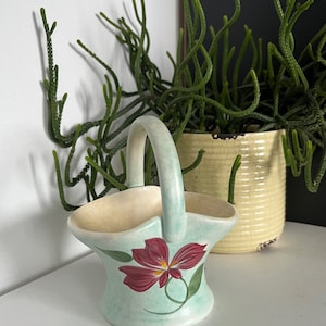 Rustikaler Shabby Chic Bauernhaus Cottage Vintage Radford Englische Kunst Keramik Clematis und Veilchen Blumenkorb