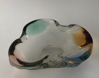 Mstisov Mid Century Czech Glass Rhapsody Bowl by Frantisek Zemek