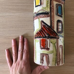 Vintage Mid Century Modern Italian Pottery Sgraffito Cityscape ...