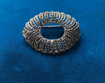 Broche Vintage Art Déco – Argent Massif Et Marcassites – Années 1920 – France