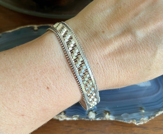 Vintage Italian Sterling Silver Riccio Chevron Link Bracelet - Etsy