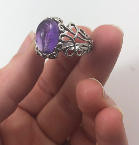 Beautiful Large Cabochon Amethyst in Sterling Sil… - image 4