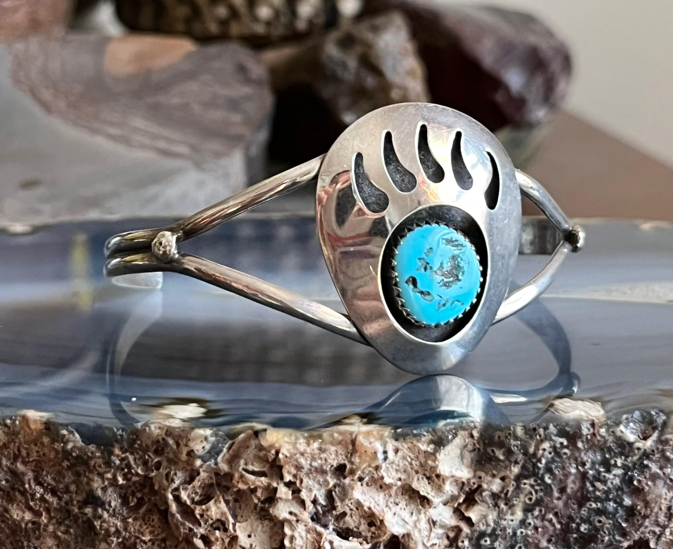 Vintage Navajo Native American Sterling Silver Turquoise