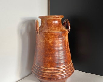 Vintage land antieke stijl Italiaanse kunst aardewerk bruin geglazuurde rode ware Urn vaas