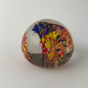 Antique Ice Pick Flowers Glass Paperweight