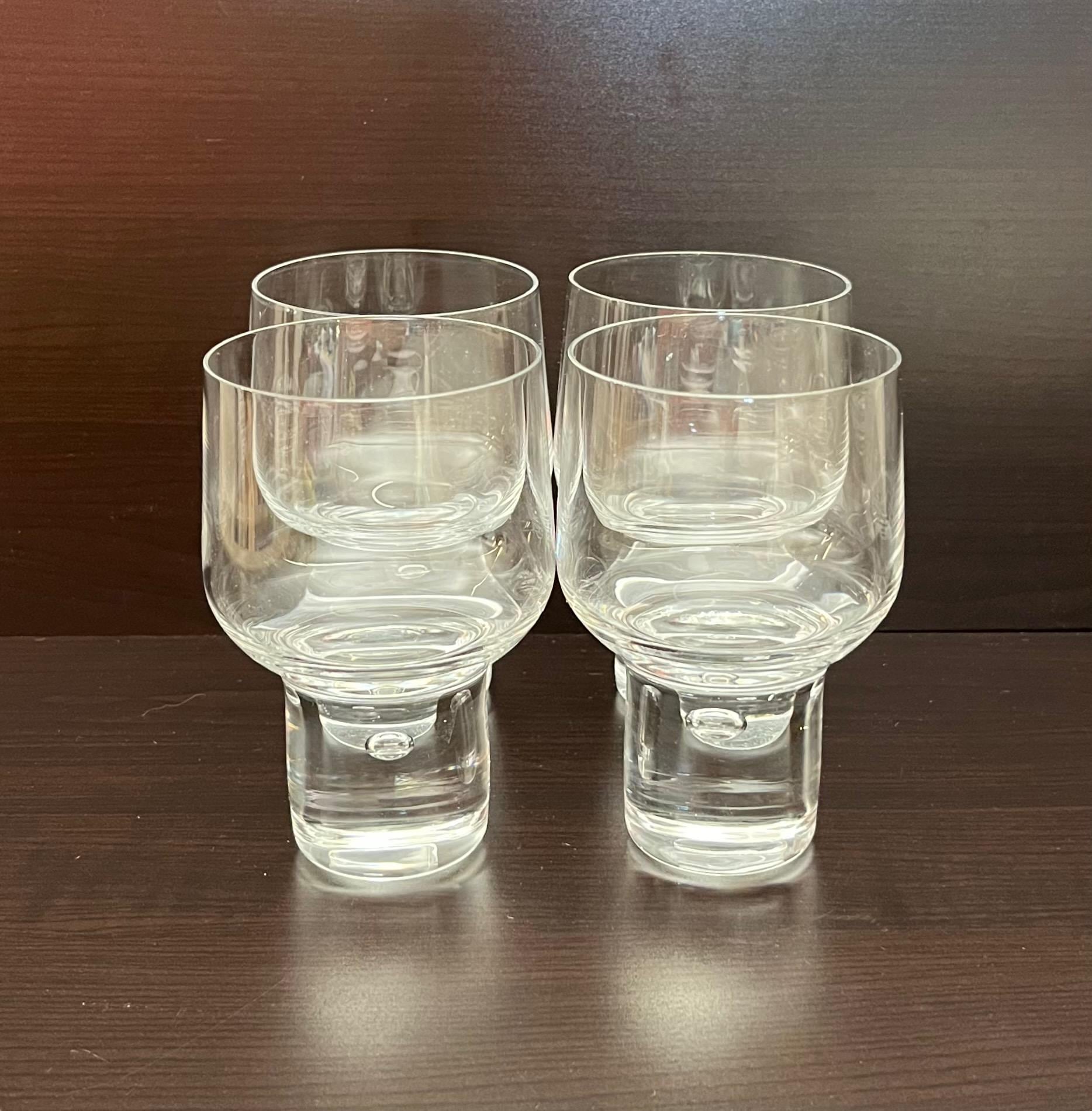 Set of 4 Vintage 1970s Kosta Boda Mambo Bubble Stem White Wine