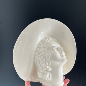 Large Vintage Art Deco White Ceramic Lady Head Vase