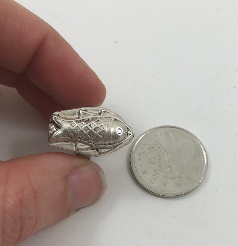 Vintage Mid Century Modern Modernist 800 Silver Fish Ring
