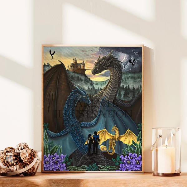 Fourth Wing Painting Print | Fourth Wing Art | Licensed Bookish Merch| Bookish Prints | Art Prints | Iron Flame Merch | Onyx Storm