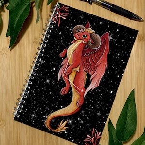 Aries Zodiac Dragon Notebook | Spiral Notebook | Fantasy Notebook | Zodiac Sign Journal | Aries Gifts | Aries gift |