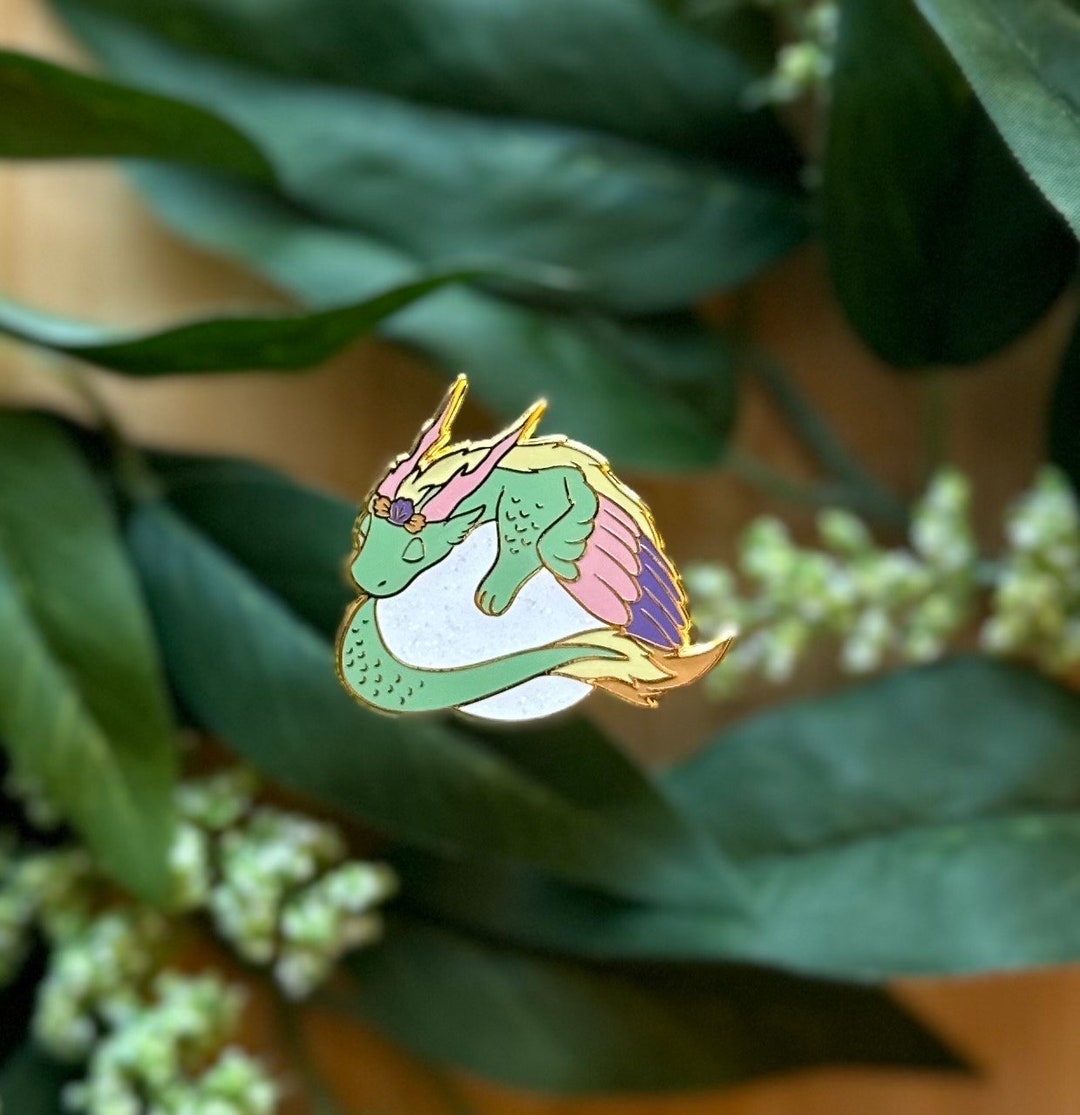 Pearl Crystal Dragon Hard Enamel Pin | Birthstone Pin | Crystal Pins ...