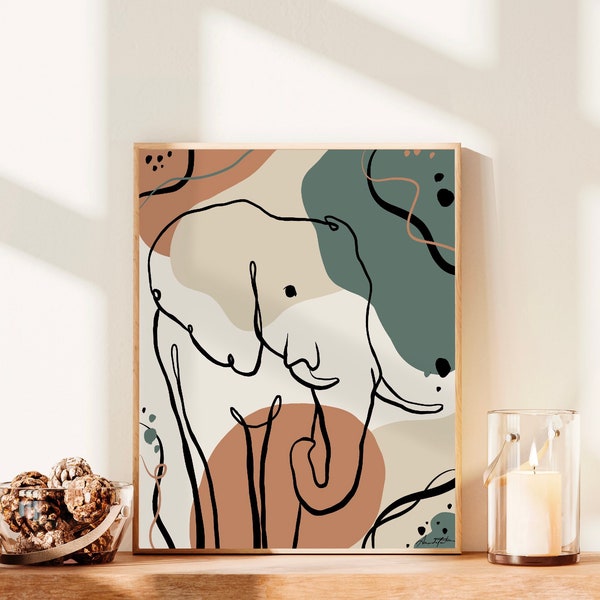 Boho Elephant Print | Boho Decor | Wall Decor | Bohemian Print | Elephant Print |