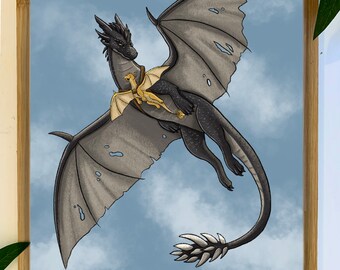 All Saddled Up! Print | Fourth Wing Art | Licensed Bookish Merch | Tairn and Andarna |  Onyx Storm| Art Prints | Iron Flame Merch