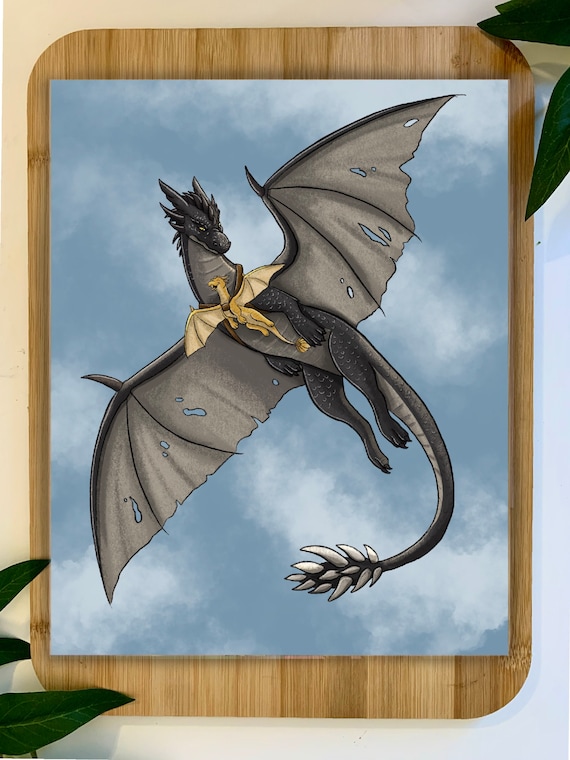 All Saddled Up! Print | Fourth Wing Art | Licensed Bookish Merch | Tairn and Andarna |  Onyx Storm| Art Prints | Iron Flame Merch